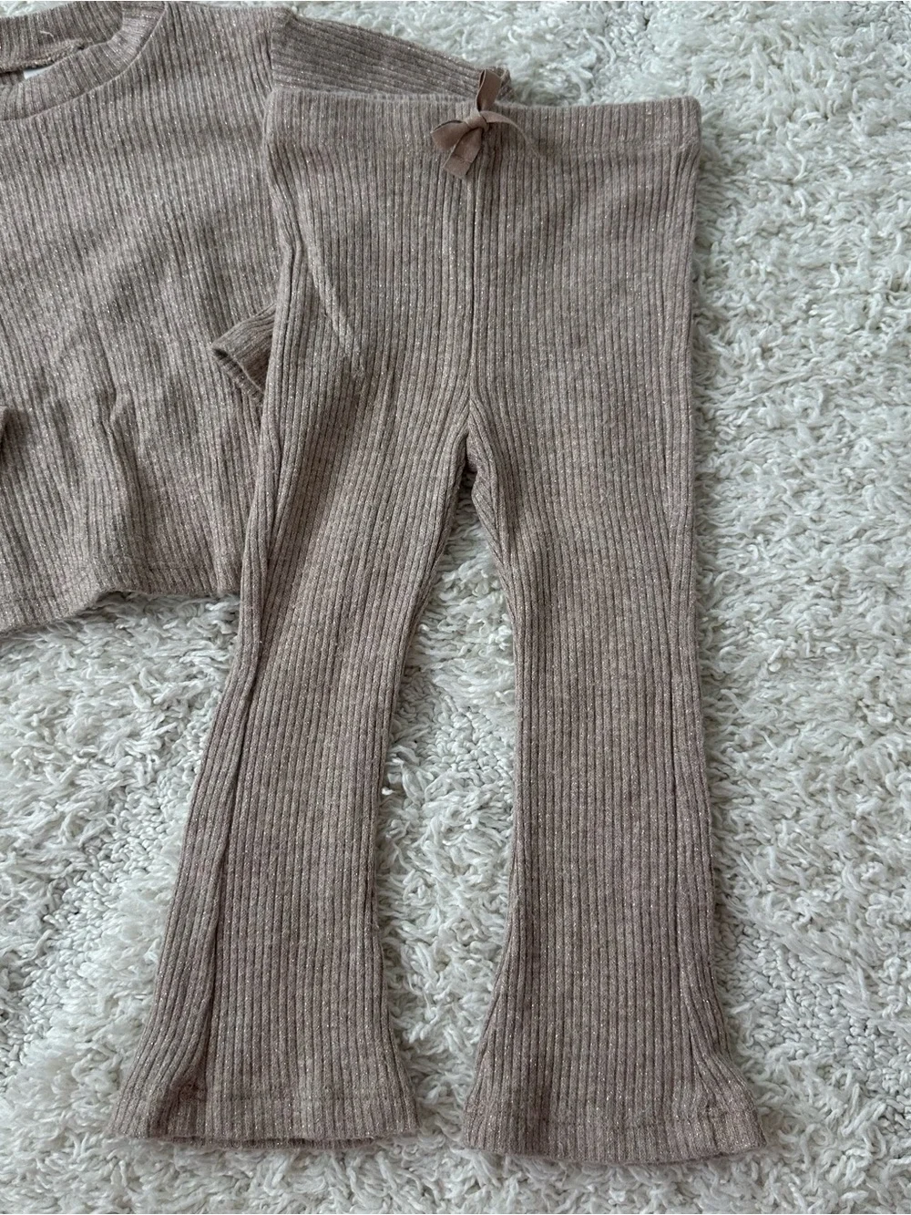 Zara Brown Ribbed Sparkle Set